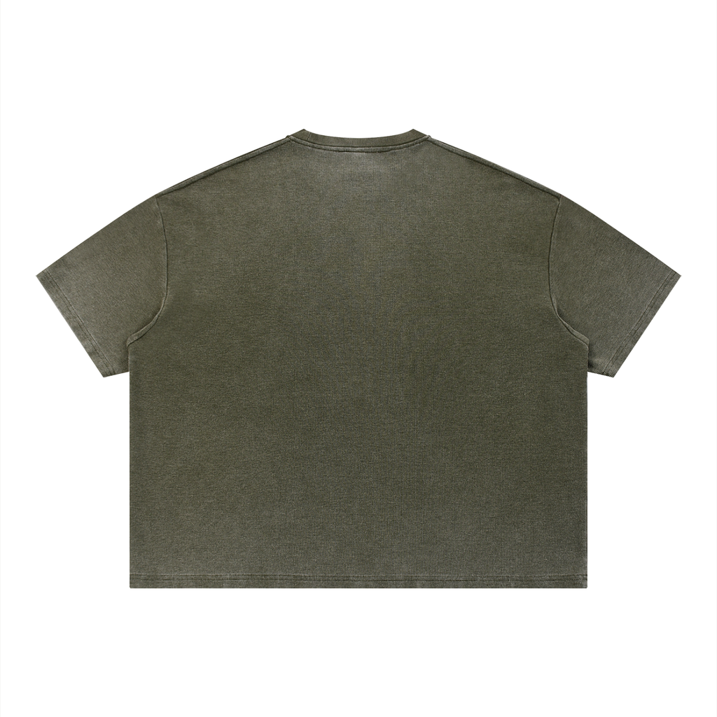 4leafclover Wash Sunfade Boxy Waffle T-Shirt