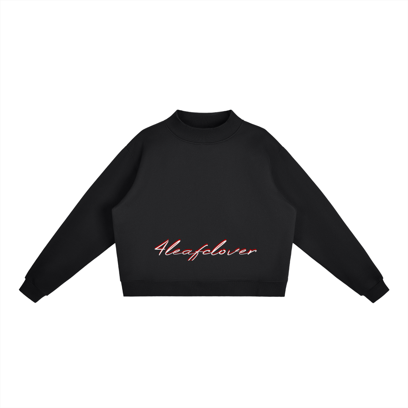 4leafclover Fleece Neck Crew Sweatshirt