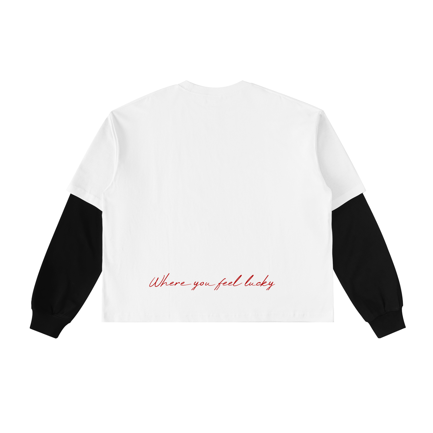 4leafclover Layered Contrast Sleeve Cotton T-Shirt