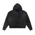 4leafclover Raw Edge Fleece Zip Hoodie