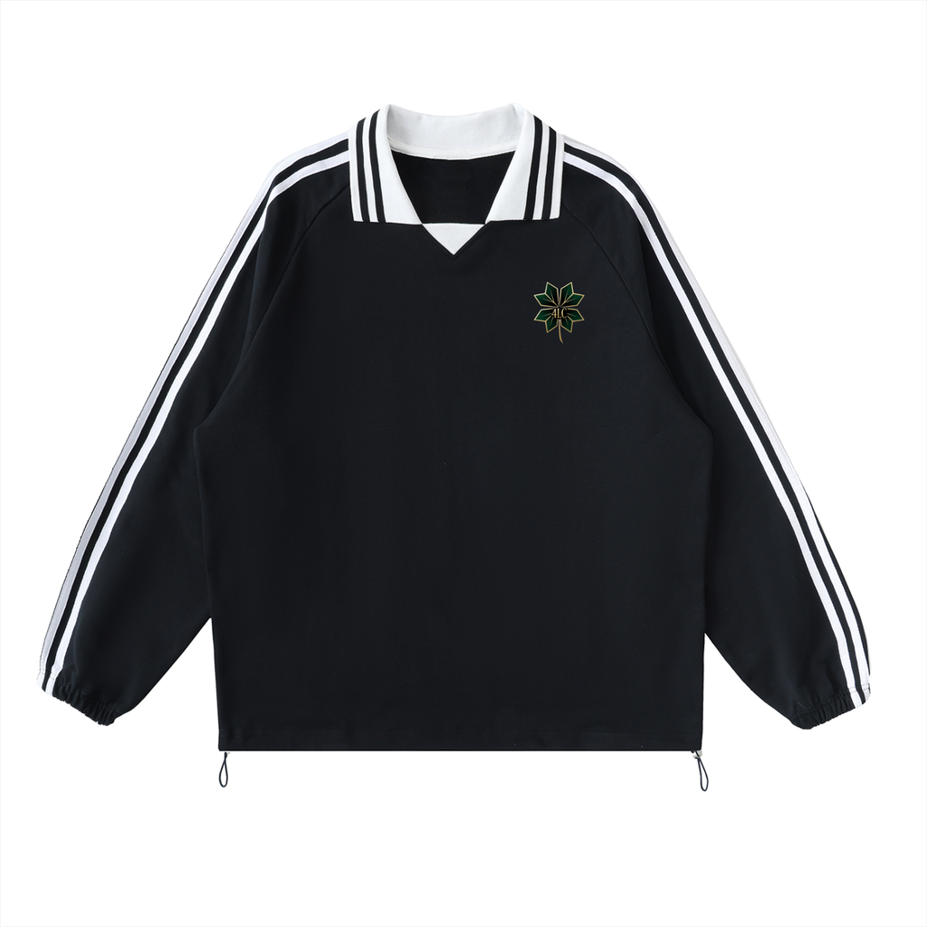 4lC Striped Lapel Collar Sweatshirt