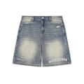 Faded Distressed Baggy 4leafclover Denim Shorts
