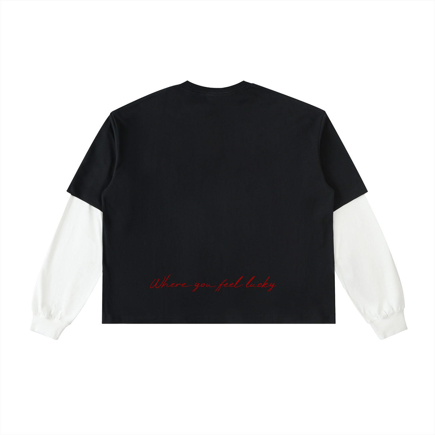 4leafclover Layered Contrast Sleeve Cotton T-Shirt