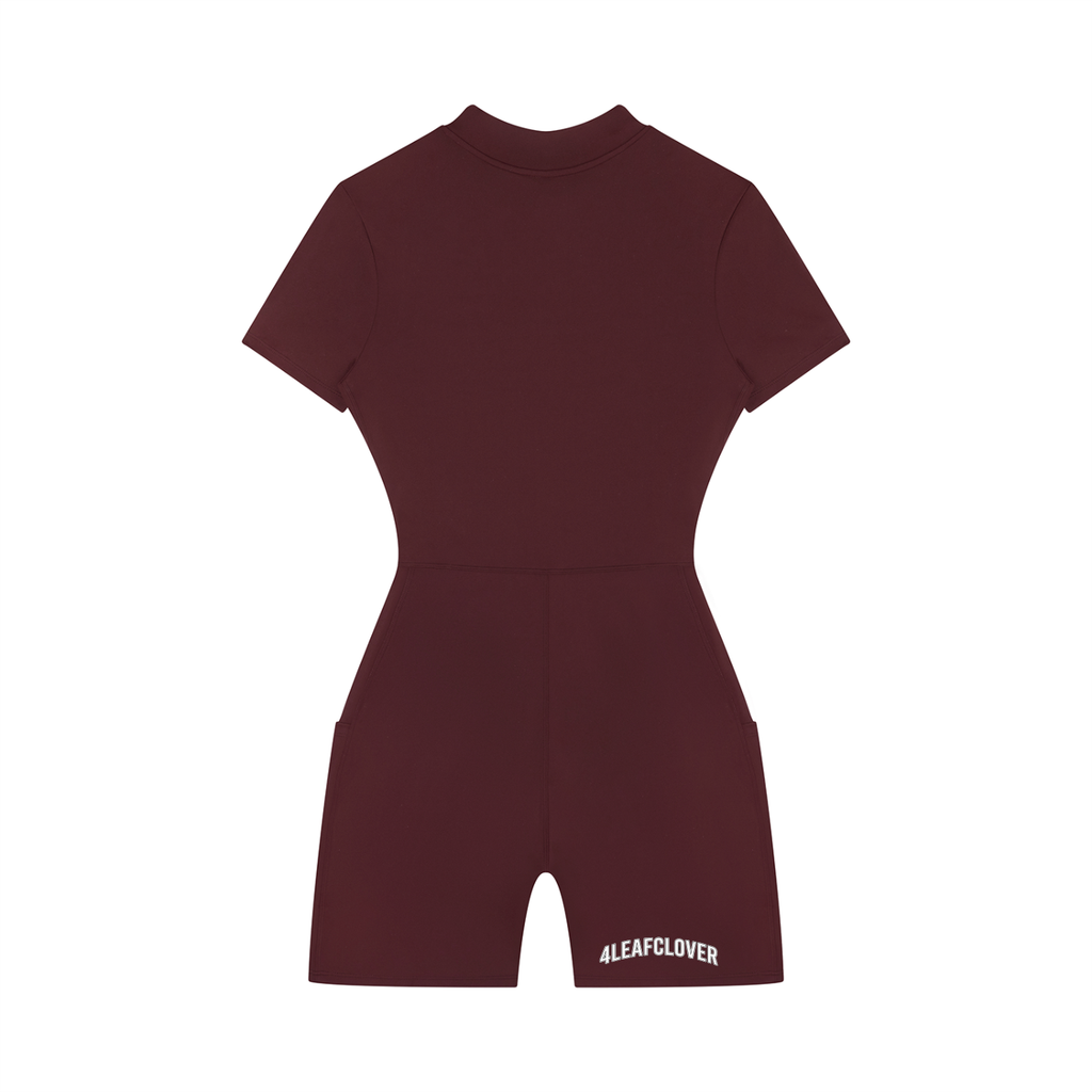 Women's Quarter-Zip 4leafclover Short Sleeve Romper