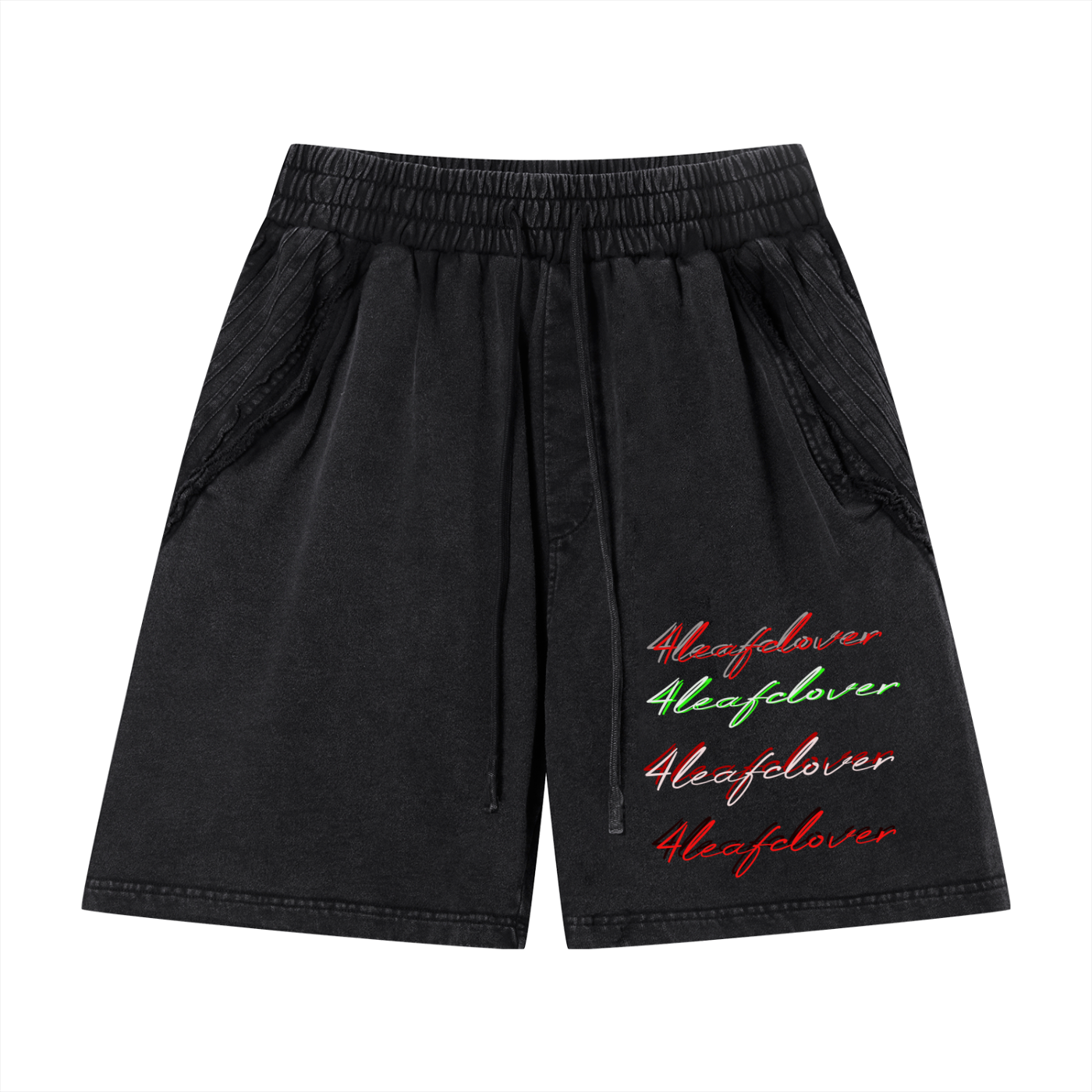 4leafclover Wash Raw Edge Shorts
