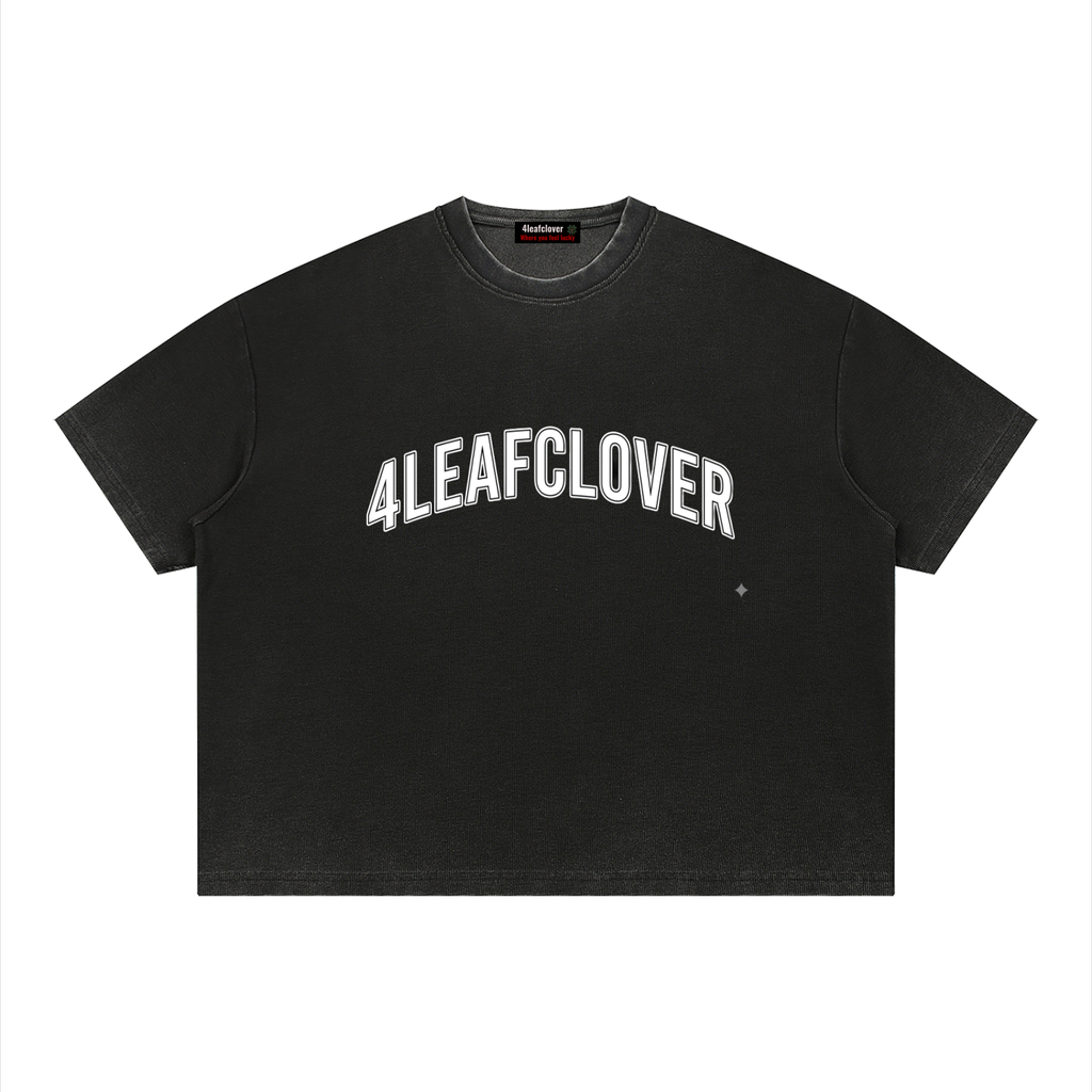 4leafclover Wash Sunfade Boxy Waffle T-Shirt