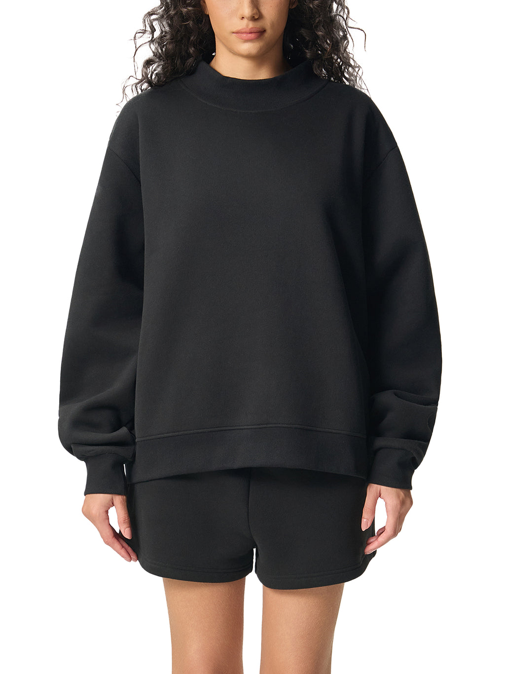 4leafclover Fleece Neck Crew Sweatshirt