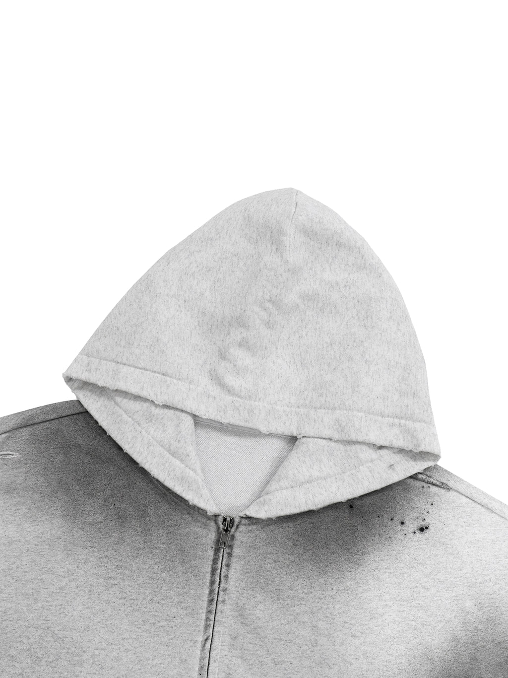 4leafclover Raw Edge Fleece Zip Hoodie