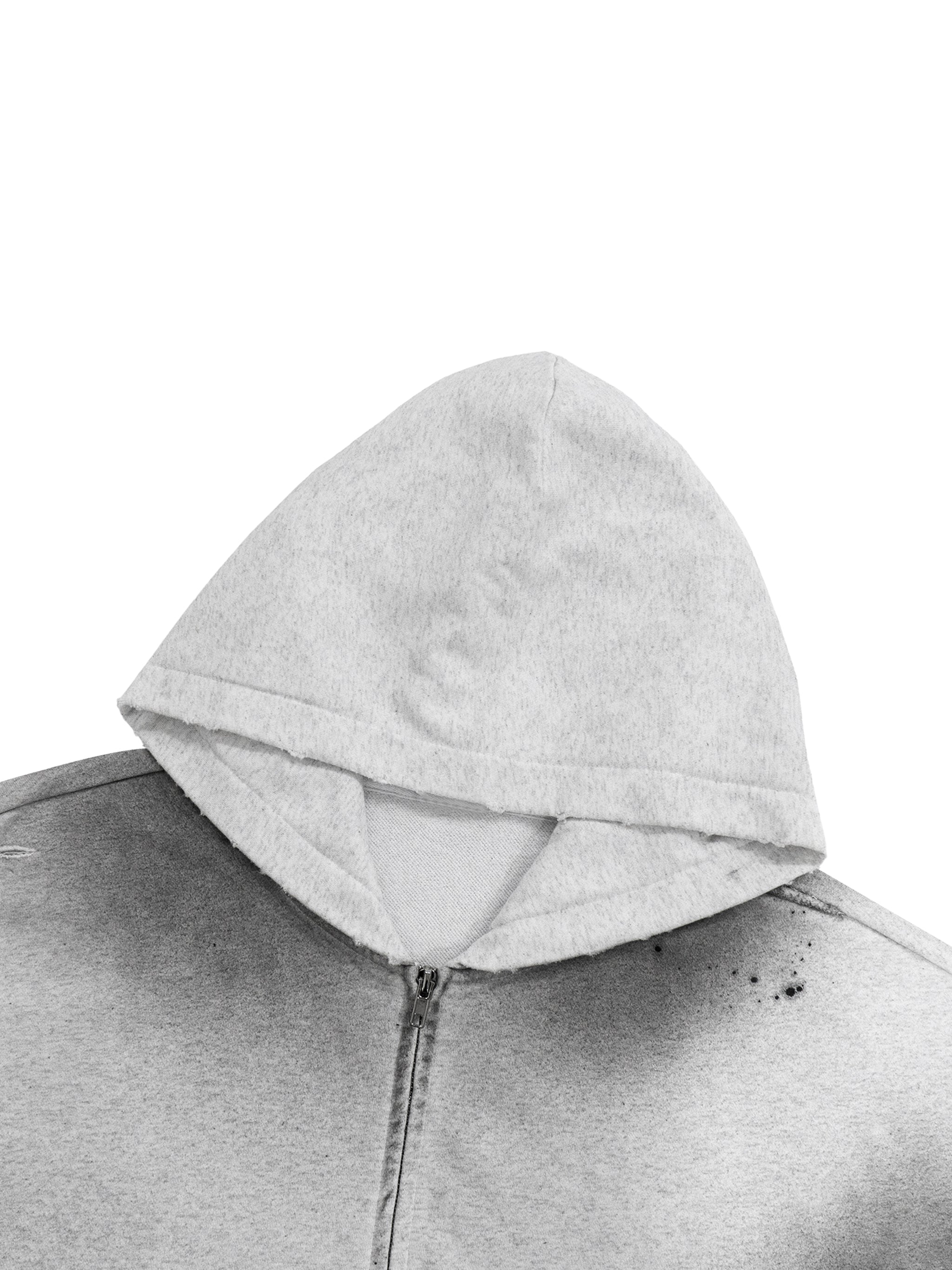 4leafclover Raw Edge Fleece Zip Hoodie
